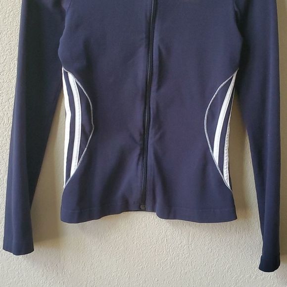 3️⃣💲2️⃣0️⃣ ADIDAS navy zip front athletic top sweat top XS - Picture 3 of 13